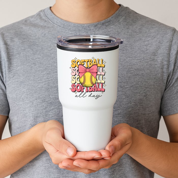 Groovy Softball Coquette Bow Softball Lover Softball All Day  Tumbler