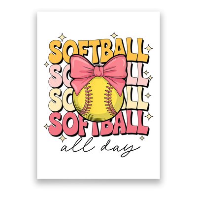 Groovy Softball Coquette Bow Softball Lover Softball All Day  Poster