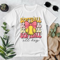 Groovy Softball Coquette Bow Softball Lover Softball All Day  Premium T-Shirt