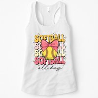 Groovy Softball Coquette Bow Softball Lover Softball All Day  Womens Tank Top