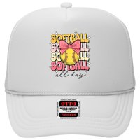 Groovy Softball Coquette Bow Softball Lover Softball All Day  Trucker Hat