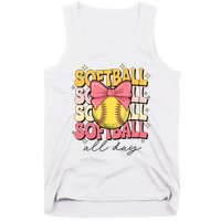 Groovy Softball Coquette Bow Softball Lover Softball All Day  Tank Top