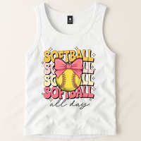Groovy Softball Coquette Bow Softball Lover Softball All Day  Tank Top