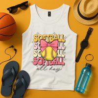 Groovy Softball Coquette Bow Softball Lover Softball All Day  Tank Top