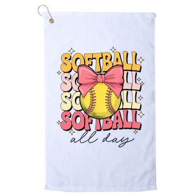 Groovy Softball Coquette Bow Softball Lover Softball All Day  Golf Towel