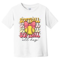 Groovy Softball Coquette Bow Softball Lover Softball All Day  Toddler T-Shirt
