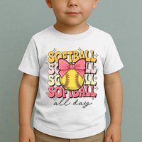 Groovy Softball Coquette Bow Softball Lover Softball All Day  Toddler T-Shirt
