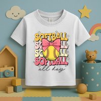 Groovy Softball Coquette Bow Softball Lover Softball All Day  Toddler T-Shirt