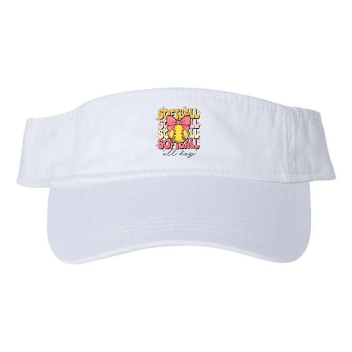 Groovy Softball Coquette Bow Softball Lover Softball All Day  Visor