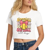 Groovy Softball Coquette Bow Softball Lover Softball All Day  Crop Top