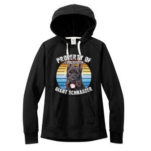 Giant Schnauzer Cropped Retro Property Of Cute Dog Women's Fleece Hoodie