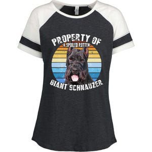 Giant Schnauzer Cropped Retro Property Of Cute Dog Enza Ladies Jersey Colorblock Tee