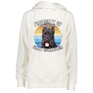 Giant Schnauzer Cropped Retro Property Of Cute Dog Womens Funnel Neck Pullover Hood