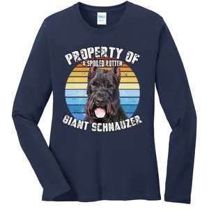 Giant Schnauzer Cropped Retro Property Of Cute Dog Ladies Long Sleeve Shirt