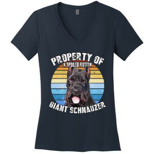 Giant Schnauzer Cropped Retro Property Of Cute Dog Women's V-Neck T-Shirt