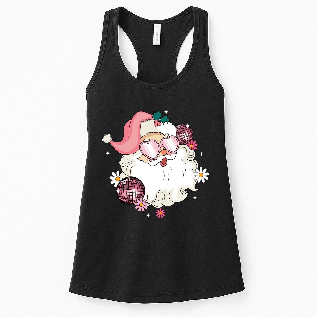 Groovy Santa Claus Disco Christmas Holiday Womens Tank Top