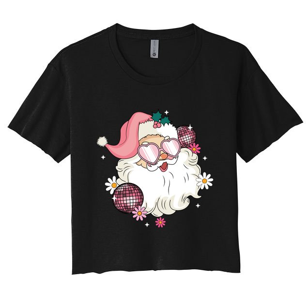 Groovy Santa Claus Disco Christmas Holiday Crop Top