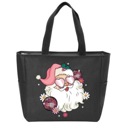 Groovy Santa Claus Disco Christmas Holiday Zip Tote Bag
