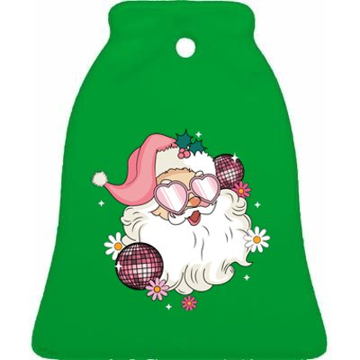 Groovy Santa Claus Disco Christmas Holiday Ceramic Bell Ornament