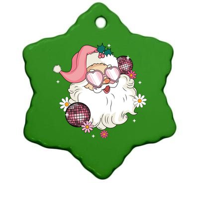 Groovy Santa Claus Disco Christmas Holiday Ceramic Star Ornament