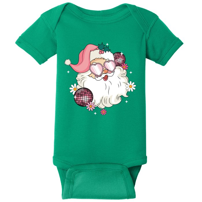 Groovy Santa Claus Disco Christmas Holiday Baby Bodysuit