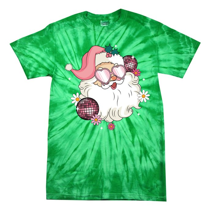 Groovy Santa Claus Disco Christmas Holiday Tie-Dye T-Shirt