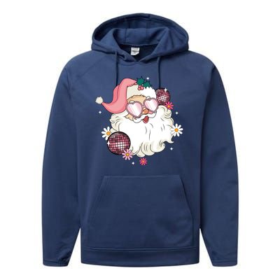 Groovy Santa Claus Disco Christmas Holiday Performance Fleece Hoodie