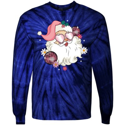 Groovy Santa Claus Disco Christmas Holiday Tie-Dye Long Sleeve Shirt