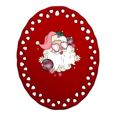 Groovy Santa Claus Disco Christmas Holiday Ceramic Oval Ornament