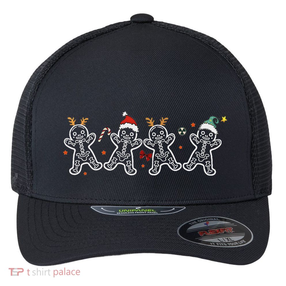 Gingerbread Skeleton Christmas Radiology Shir Xray Tech Flexfit Unipanel Trucker Cap