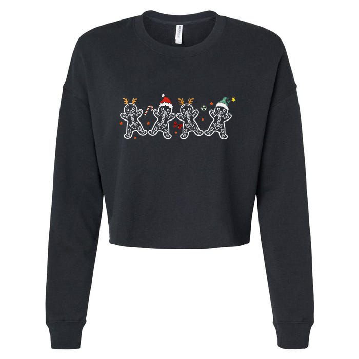 Gingerbread Skeleton Christmas Radiology Shir Xray Tech Cropped Pullover Crew