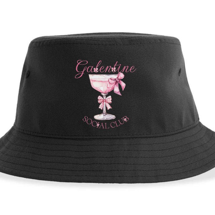 Galentine Social Club Valentines Day Coquette Bow Wine Sustainable Bucket Hat