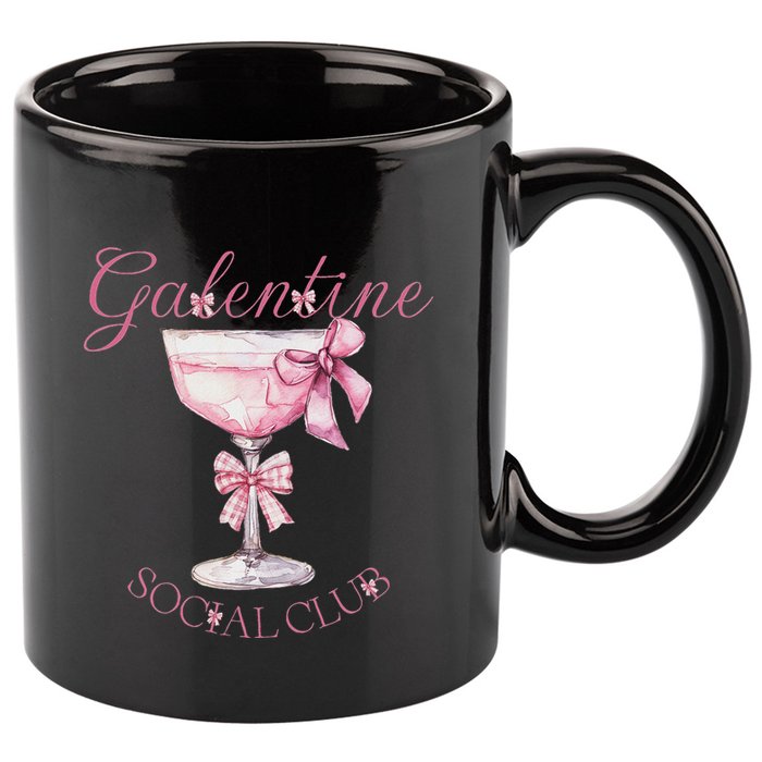 Galentine Social Club Valentines Day Coquette Bow Wine 11oz C Handle Ceramic Mug