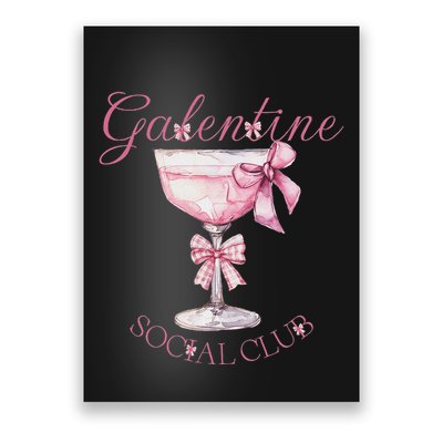 Galentine Social Club Valentines Day Coquette Bow Wine Poster