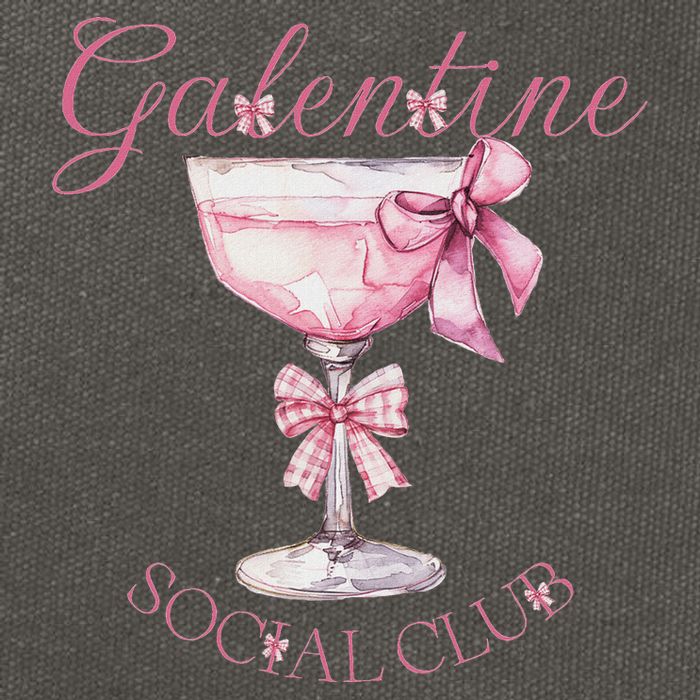 Galentine Social Club Valentines Day Coquette Bow Wine Cotton Canvas Backpack