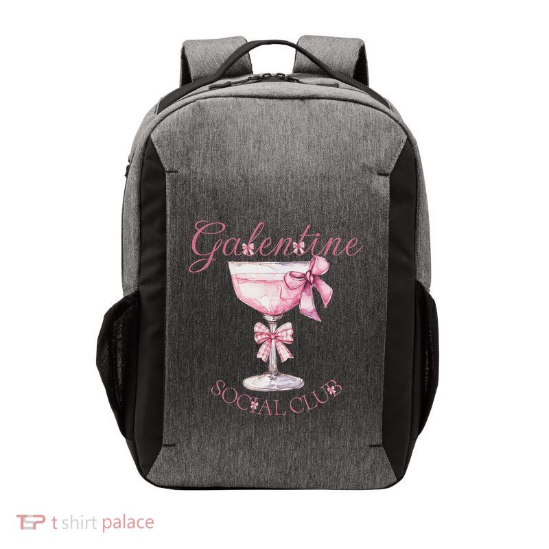 Galentine Social Club Valentines Day Coquette Bow Wine Vector Backpack