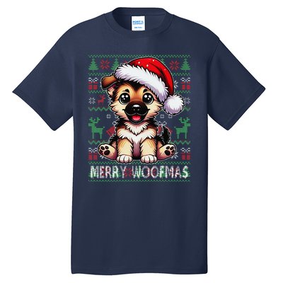 German Shepherd Christmas Ugly Sweater Funny Dog Lover Xmas Tall T-Shirt