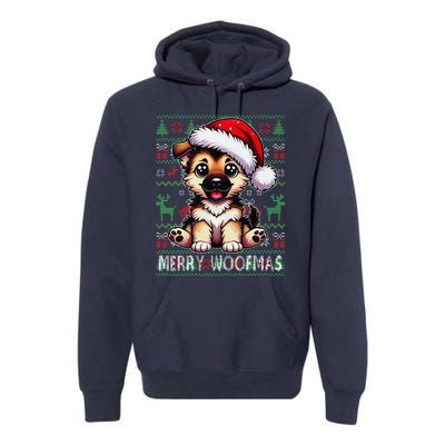 German Shepherd Christmas Ugly Sweater Funny Dog Lover Xmas Premium Hoodie