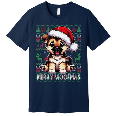 German Shepherd Christmas Ugly Sweater Funny Dog Lover Xmas Premium T-Shirt