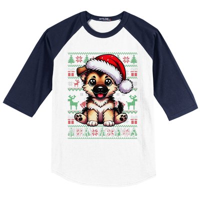 German Shepherd Christmas Ugly Sweater Funny Dog Lover Xmas Baseball Sleeve Shirt