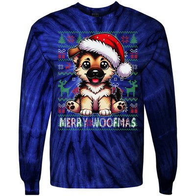 German Shepherd Christmas Ugly Sweater Funny Dog Lover Xmas Tie-Dye Long Sleeve Shirt