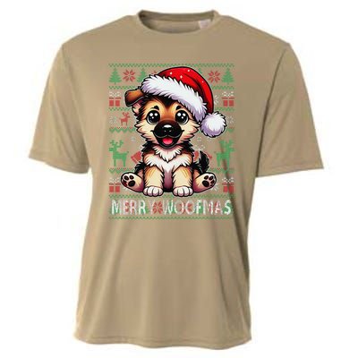 German Shepherd Christmas Ugly Sweater Funny Dog Lover Xmas Cooling Performance Crew T-Shirt