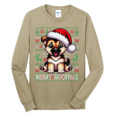 German Shepherd Christmas Ugly Sweater Funny Dog Lover Xmas Tall Long Sleeve T-Shirt