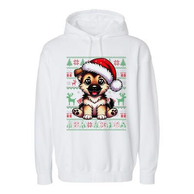 German Shepherd Christmas Ugly Sweater Funny Dog Lover Xmas Garment-Dyed Fleece Hoodie