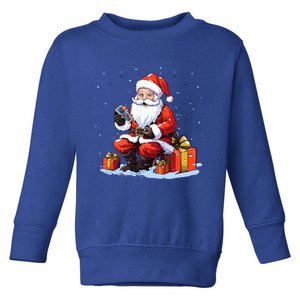 Gamer Santa Claus Playing Video Games Christmas Gift Toddler Sweatshirt