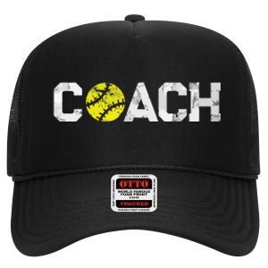 Gifts Softball Coaches Appreciation Softball Coach High Crown Mesh Back Trucker Hat