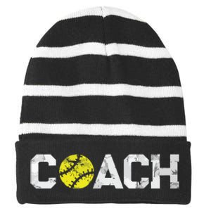 Gifts Softball Coaches Appreciation Softball Coach Striped Beanie with Solid Band