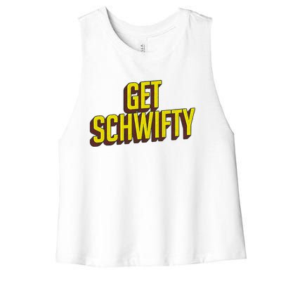 Get Schwifty Classic Comic Book Style Women's Racerback Cropped Tank