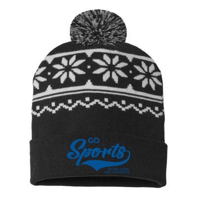 Go Sports! Do The Thing Win The Points Funny Sportsball USA-Made Snowflake Beanie