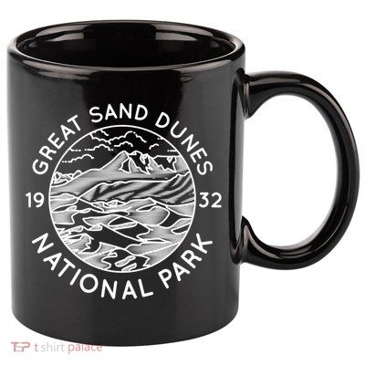 Great Sand Dunes National Park Cool White Line Art Outdoor Gift 11oz C Handle Ceramic Mug